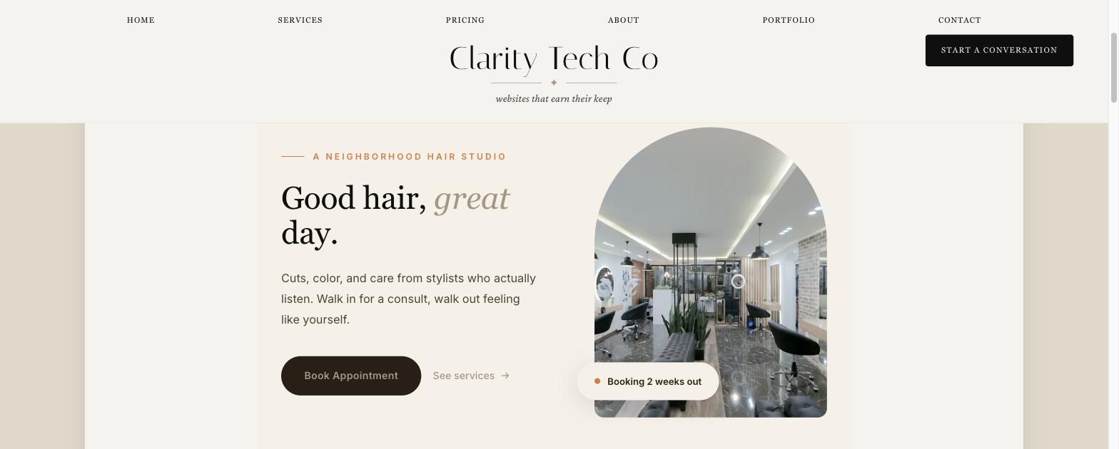 Cardamom Hair Studio homepage